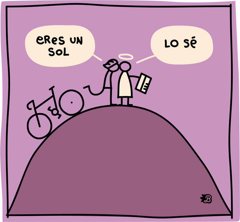 La pareja del ciclista demuestra una paciencia infinita ante su afición al ciclismo